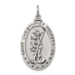 Sterling Silver Antiqued St. Christopher Medal QC3560