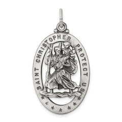 Sterling Silver Antiqued St. Christopher Medal QC3561