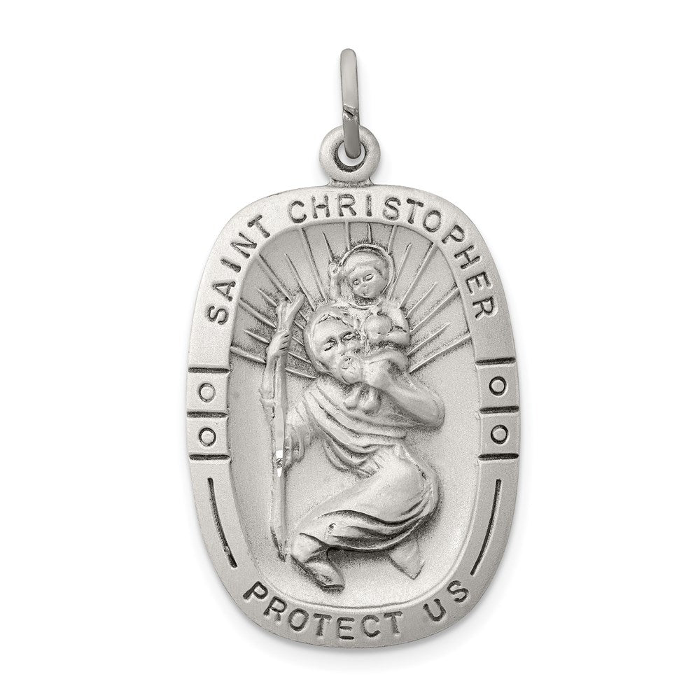 Sterling Silver Antiqued St. Christopher Medal QC3562