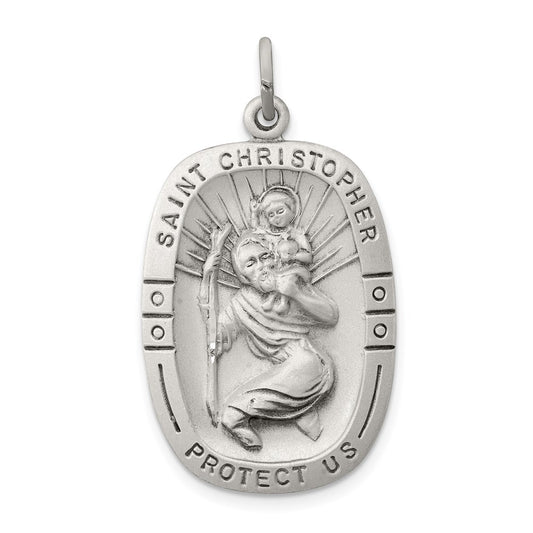 Sterling Silver Antiqued St. Christopher Medal QC3562