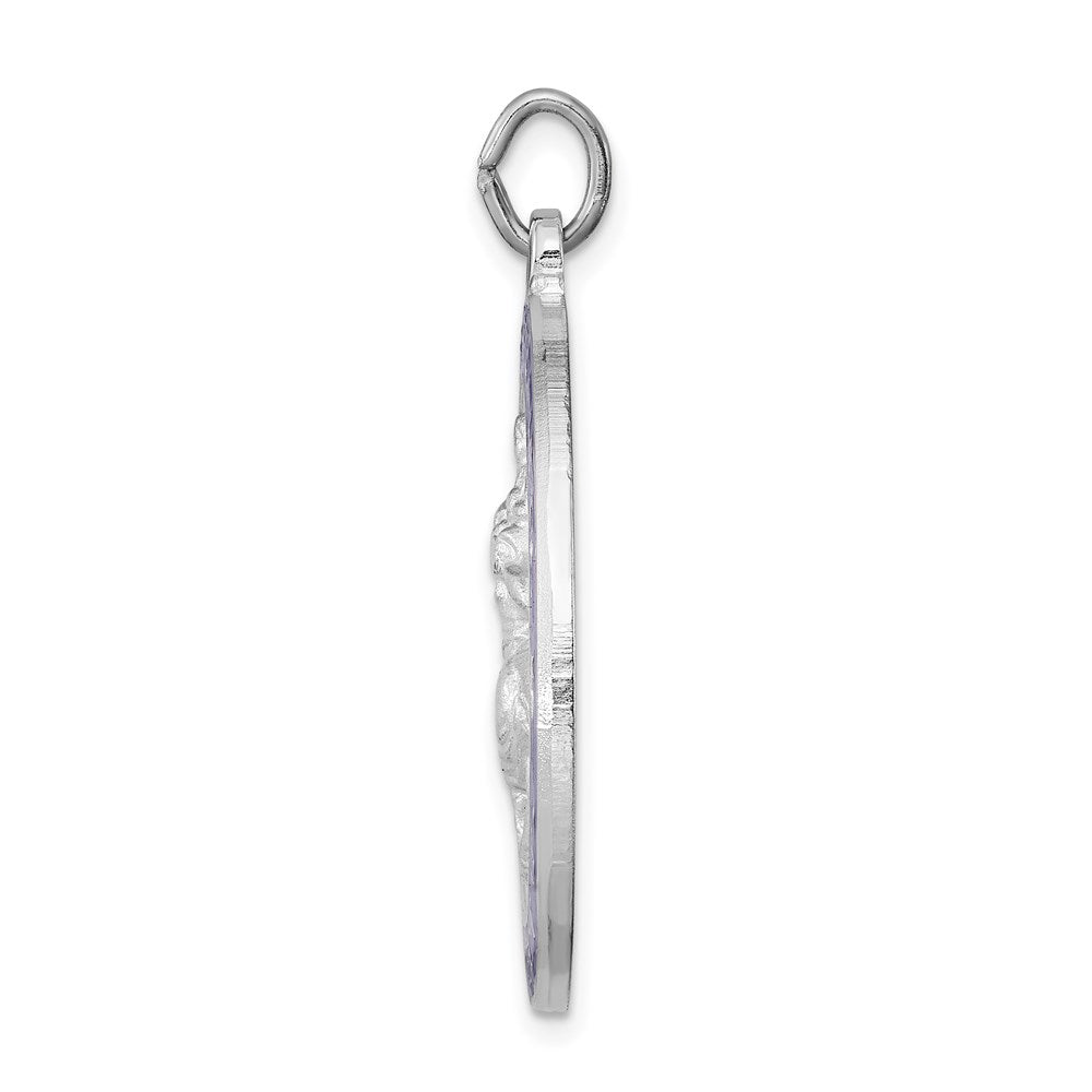 Sterling Silver Rhodium-plated Enameled St. Christopher Medal QC3565