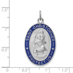 Sterling Silver Rhodium-plated Enameled St. Christopher Medal QC3565