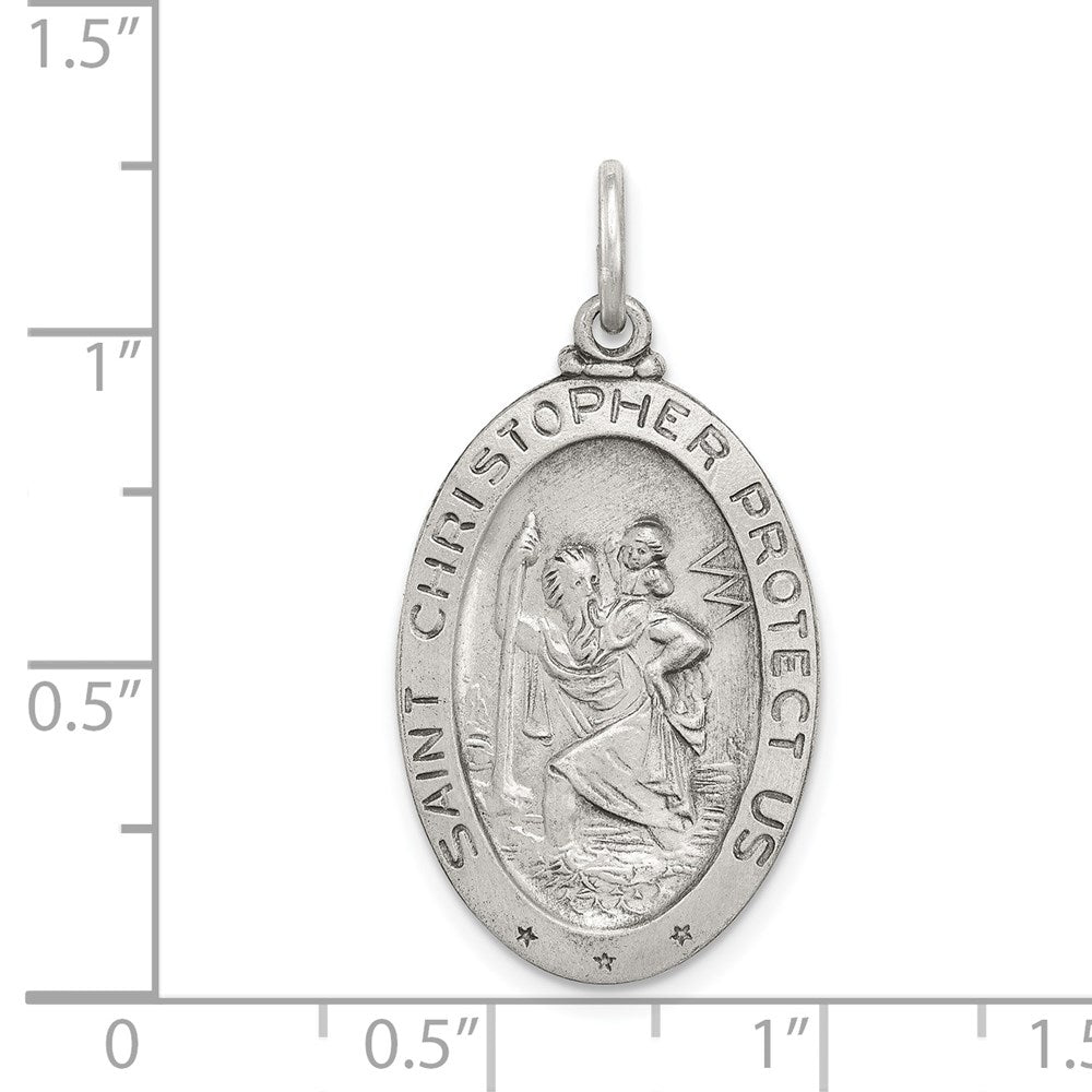 Sterling Silver Antiqued St. Christopher Basketball Medal QC3567