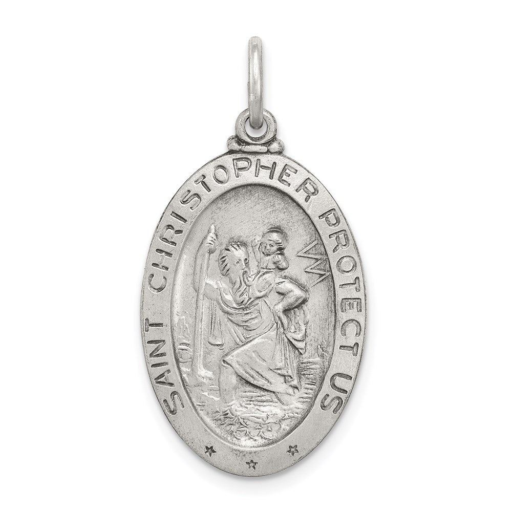 Sterling Silver Antiqued St. Christopher Basketball Medal QC3567