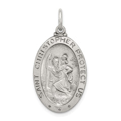 Sterling Silver Antiqued St. Christopher Basketball Medal QC3567