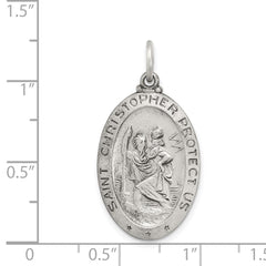 Sterling Silver Antiqued St. Christopher Baseball Medal QC3568