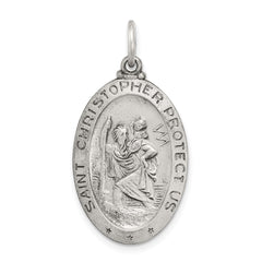 Sterling Silver Antiqued St. Christopher Baseball Medal QC3568