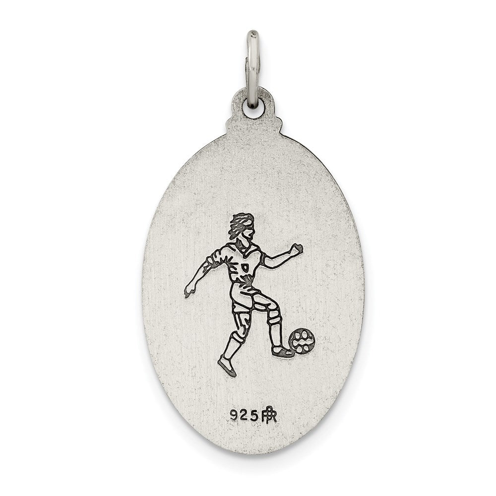 Sterling Silver Antiqued St.Christopher Soccer Medal QC3569