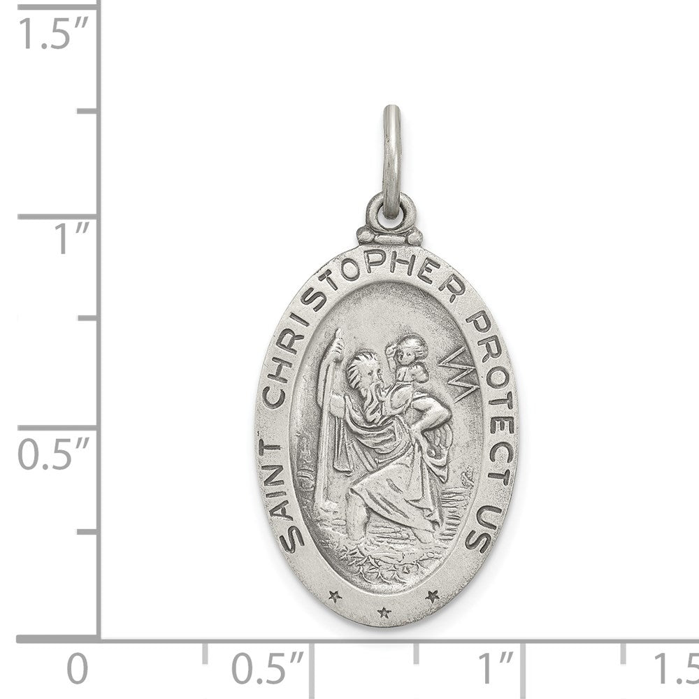 Sterling Silver Antiqued St.Christopher Soccer Medal QC3569