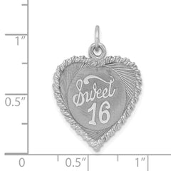 Sterling Silver Rhodium-plated Sweet Sixteen Disc Charm QC357