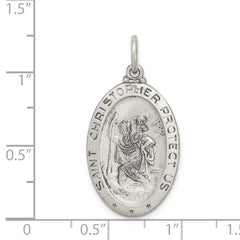 Sterling Silver Antiqued St.Christopher Football Medal QC3570