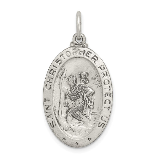 Sterling Silver Antiqued St.Christopher Football Medal QC3570
