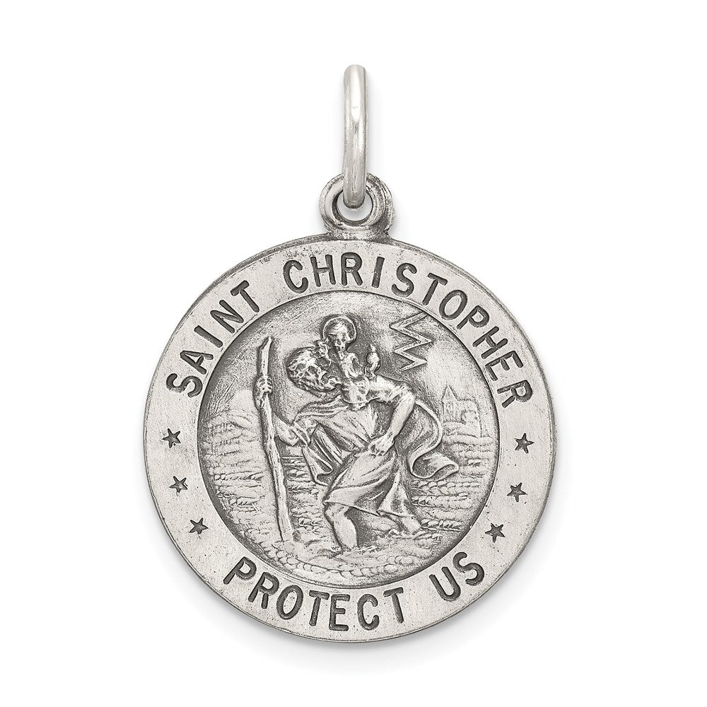 Sterling Silver Antiqued St. Christopher Baseball Medal QC3571