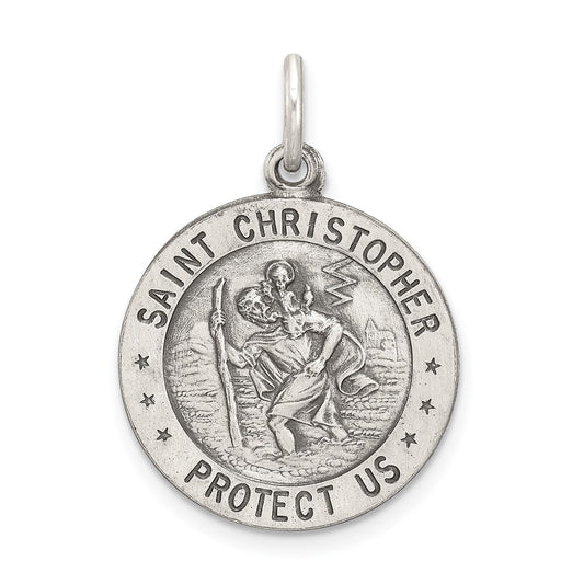Sterling Silver Antiqued St. Christopher Baseball Medal QC3571
