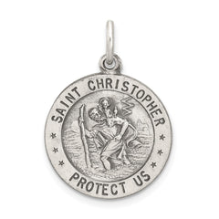 Sterling Silver Antiqued St. Christopher Baseball Medal QC3571