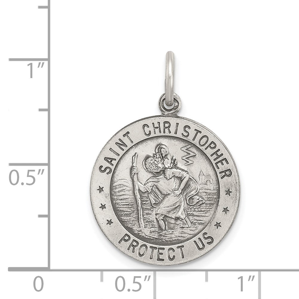 Sterling Silver Antiqued St. Christopher Soccer Medal QC3572