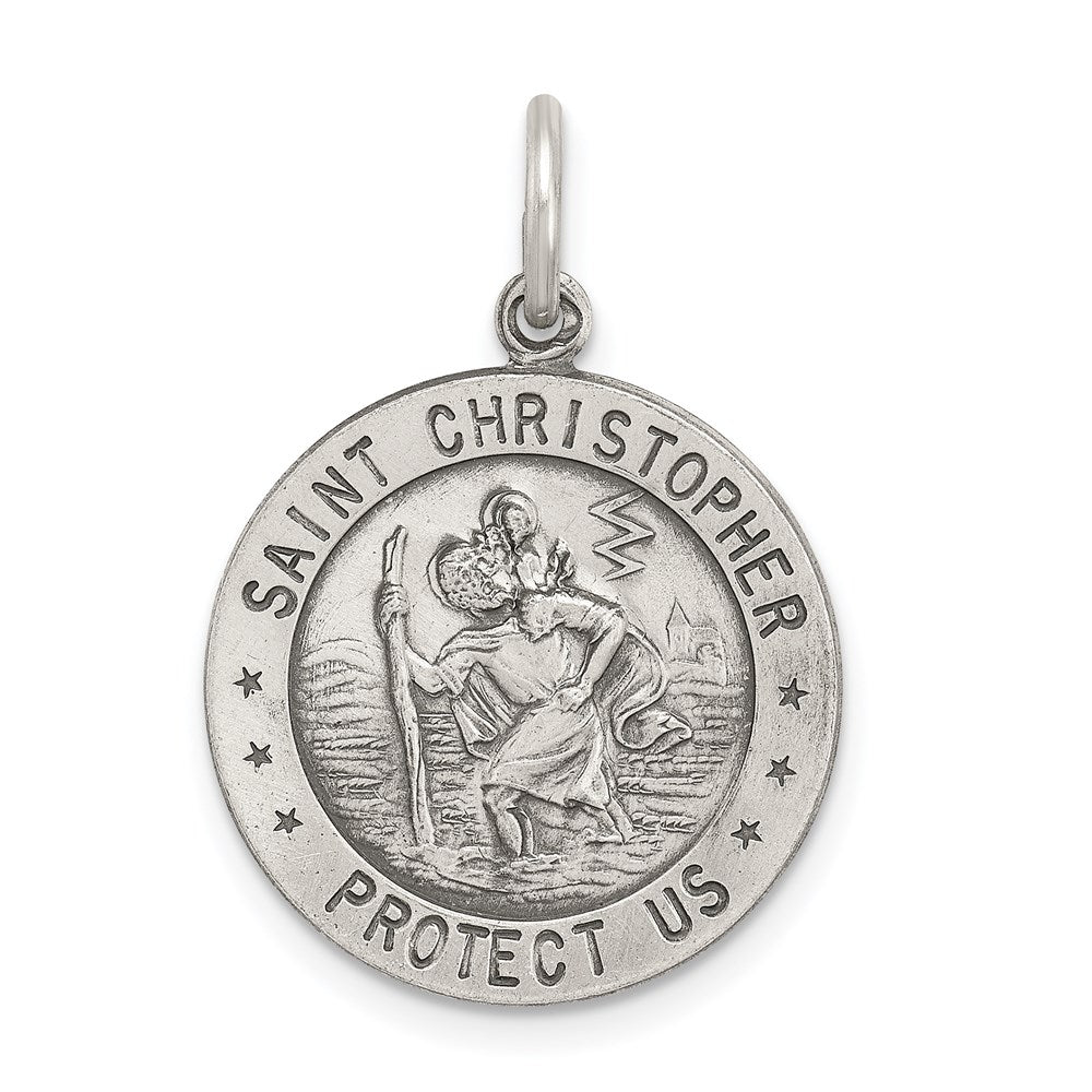 Sterling Silver Antiqued St. Christopher Soccer Medal QC3572