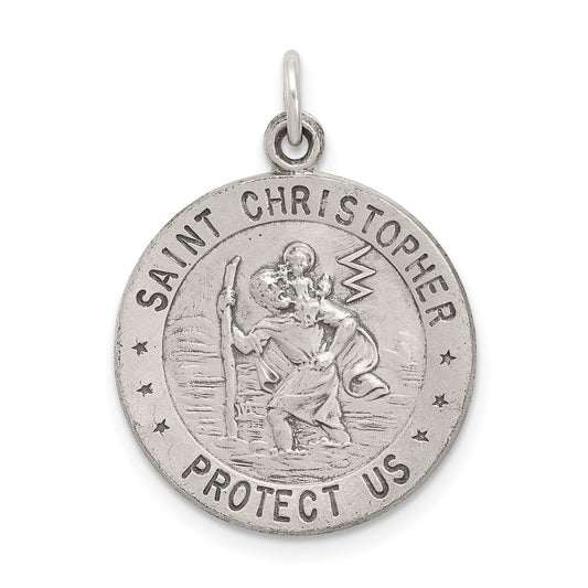 Sterling Silver Antiqued St. Christopher Basketball Medal QC3574