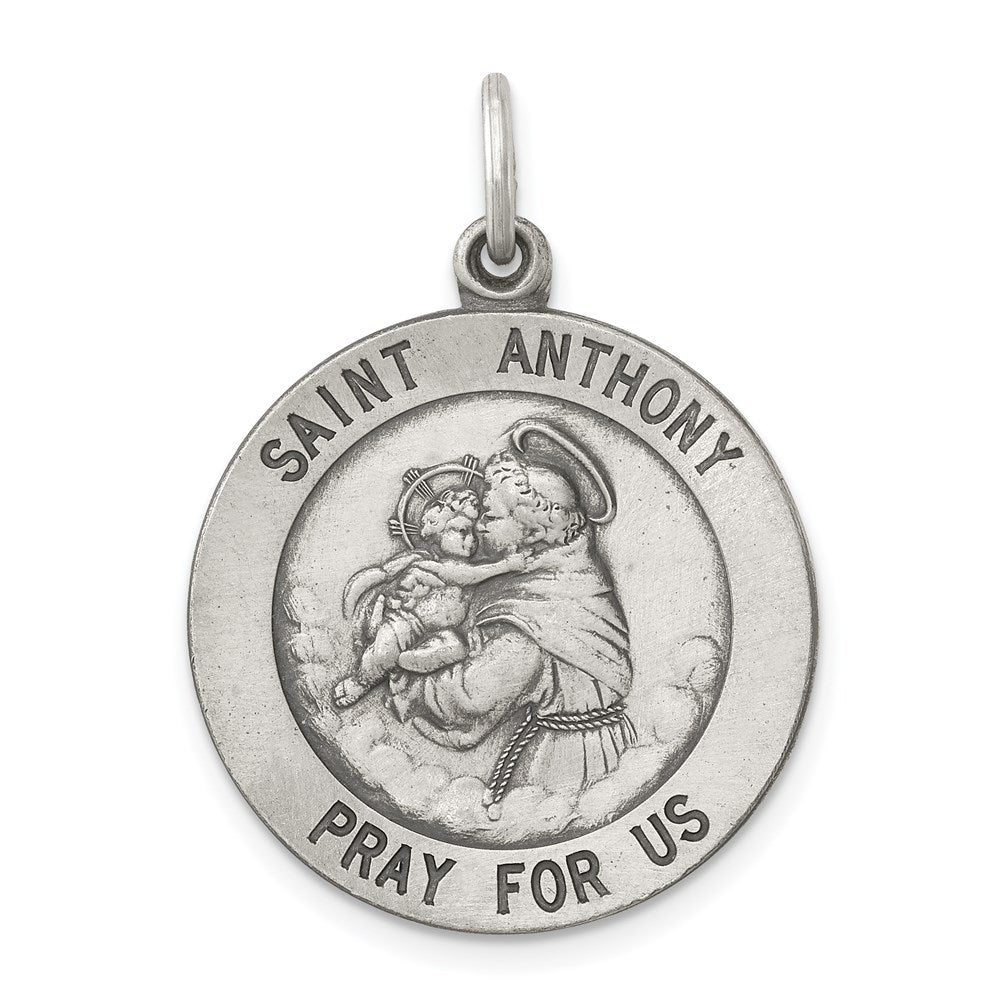 Sterling Silver Antiqued Saint Anthony Medal QC3578