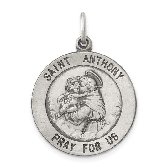 Sterling Silver Antiqued Saint Anthony Medal QC3578