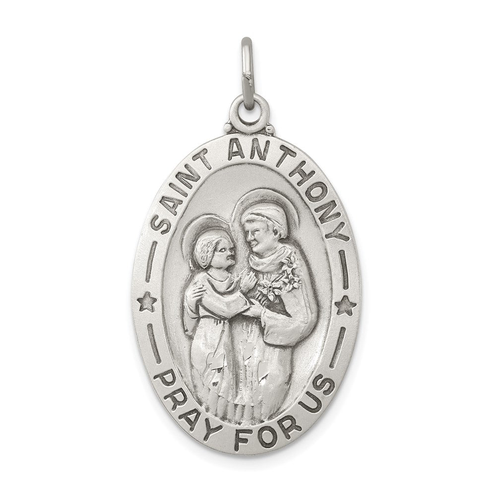 Sterling Silver Antiqued Saint Anthony Medal QC3582