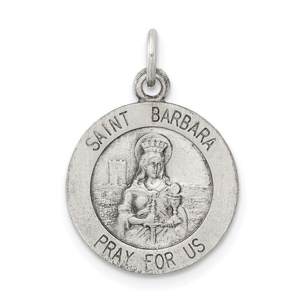 Sterling Silver Antiqued Saint Barbara Medal QC3583