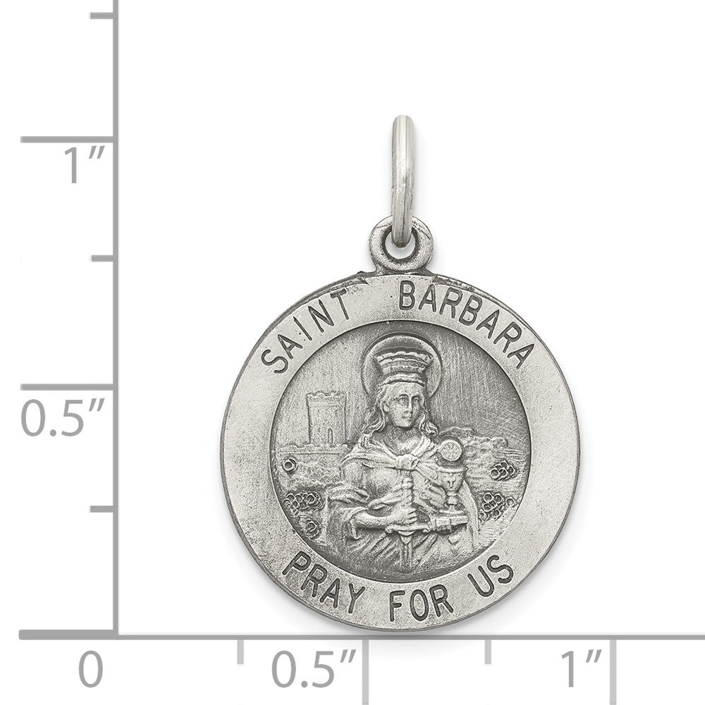 Sterling Silver Antiqued St. Barbara Medal QC3584