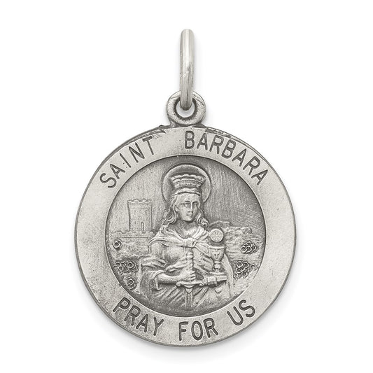 Sterling Silver Antiqued St. Barbara Medal QC3584
