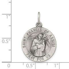 Sterling Silver Antiqued Saint Francis of Assisi Medal QC3585