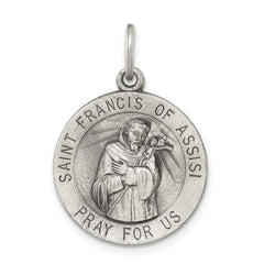 Sterling Silver Antiqued Saint Francis of Assisi Medal QC3585
