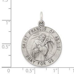 Sterling Silver Antiqued Saint Francis of Assisi Medal QC3586