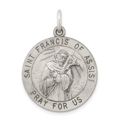 Sterling Silver Antiqued Saint Francis of Assisi Medal QC3586