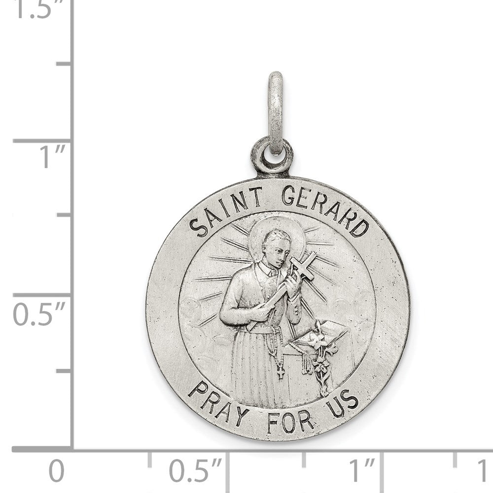 Sterling Silver Antiqued Saint Gerard Medal QC3589