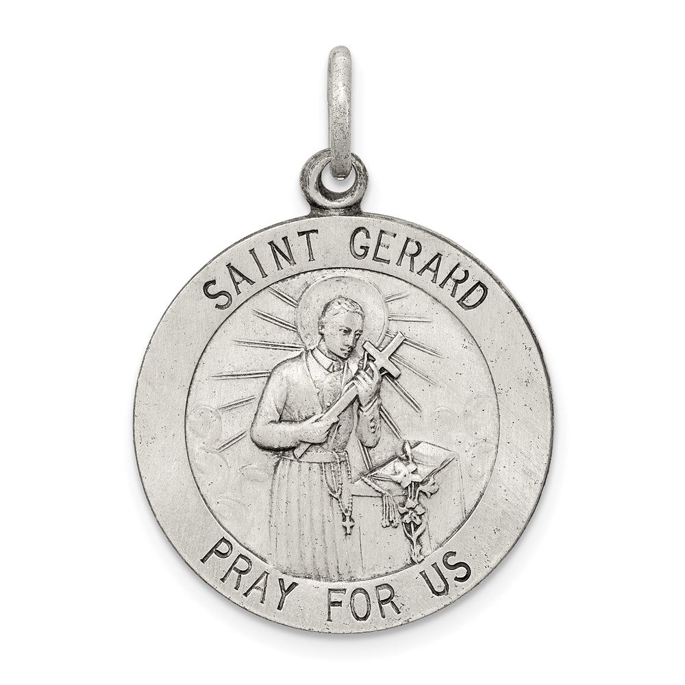 Sterling Silver Antiqued Saint Gerard Medal QC3589