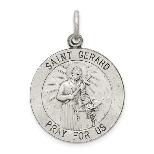 Sterling Silver Antiqued Saint Gerard Medal QC3589