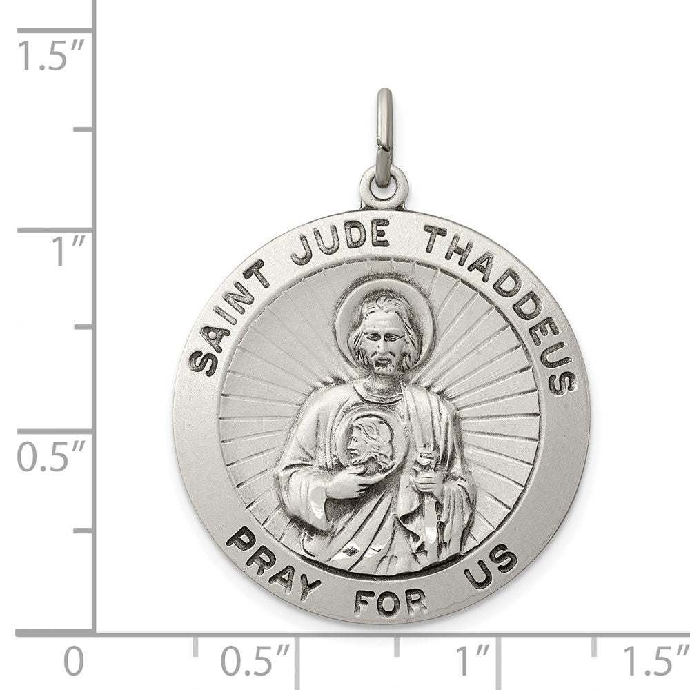 Sterling Silver Antiqued Saint Jude Thaddeus Medal QC3604