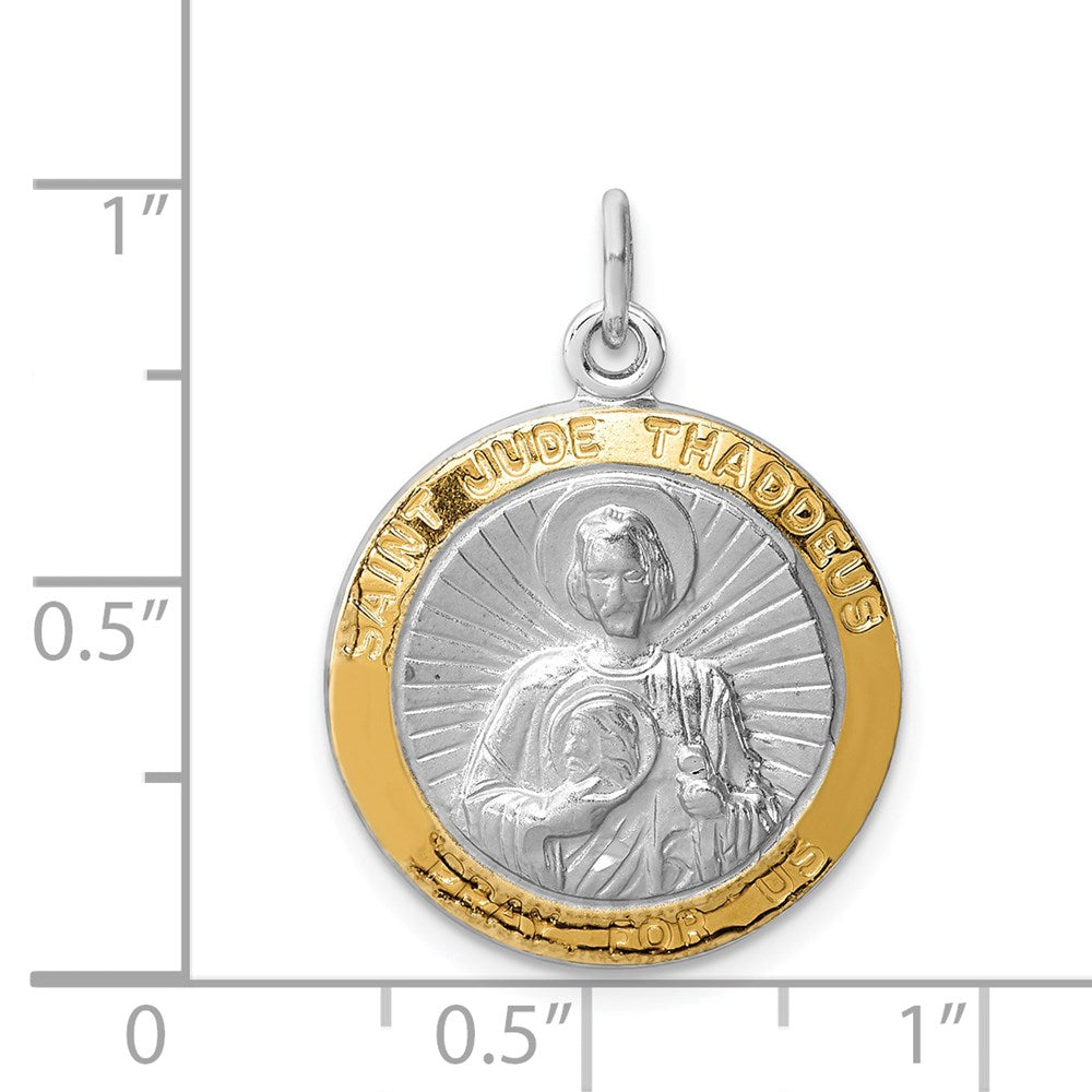 Sterling Silver Rhodium-plated Saint Jude Thaddeus Medal QC3605