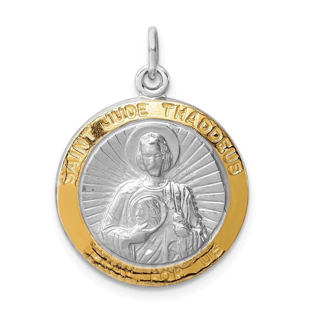 Sterling Silver Rhodium-plated Saint Jude Thaddeus Medal QC3605