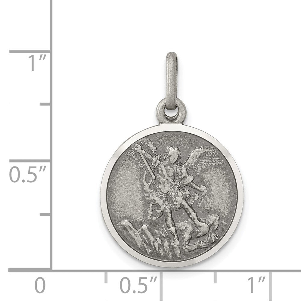 Sterling Silver Antiqued Saint Michael Medal QC3607
