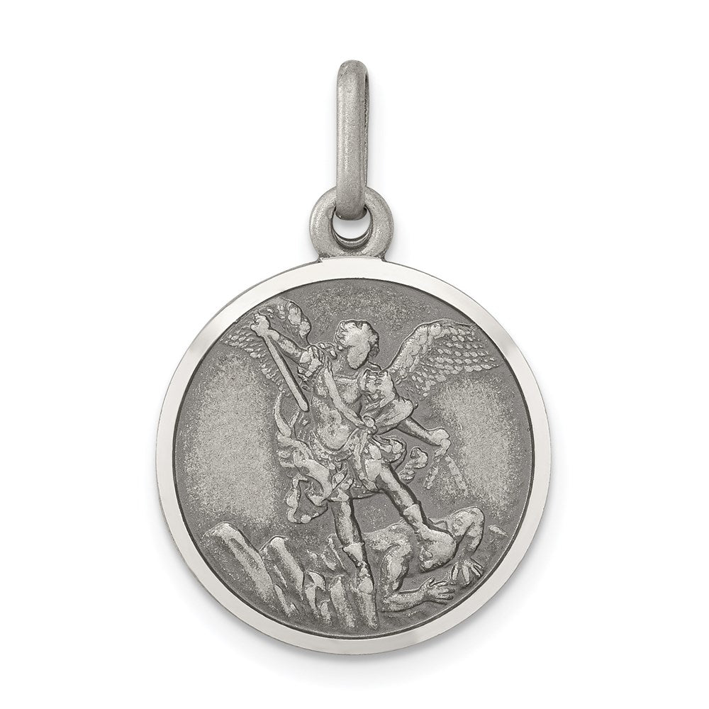 Sterling Silver Antiqued Saint Michael Medal QC3607