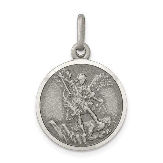 Sterling Silver Antiqued Saint Michael Medal QC3607