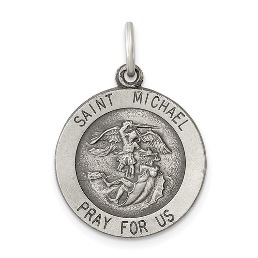 Sterling Silver Antiqued Saint Michael Medal QC3609