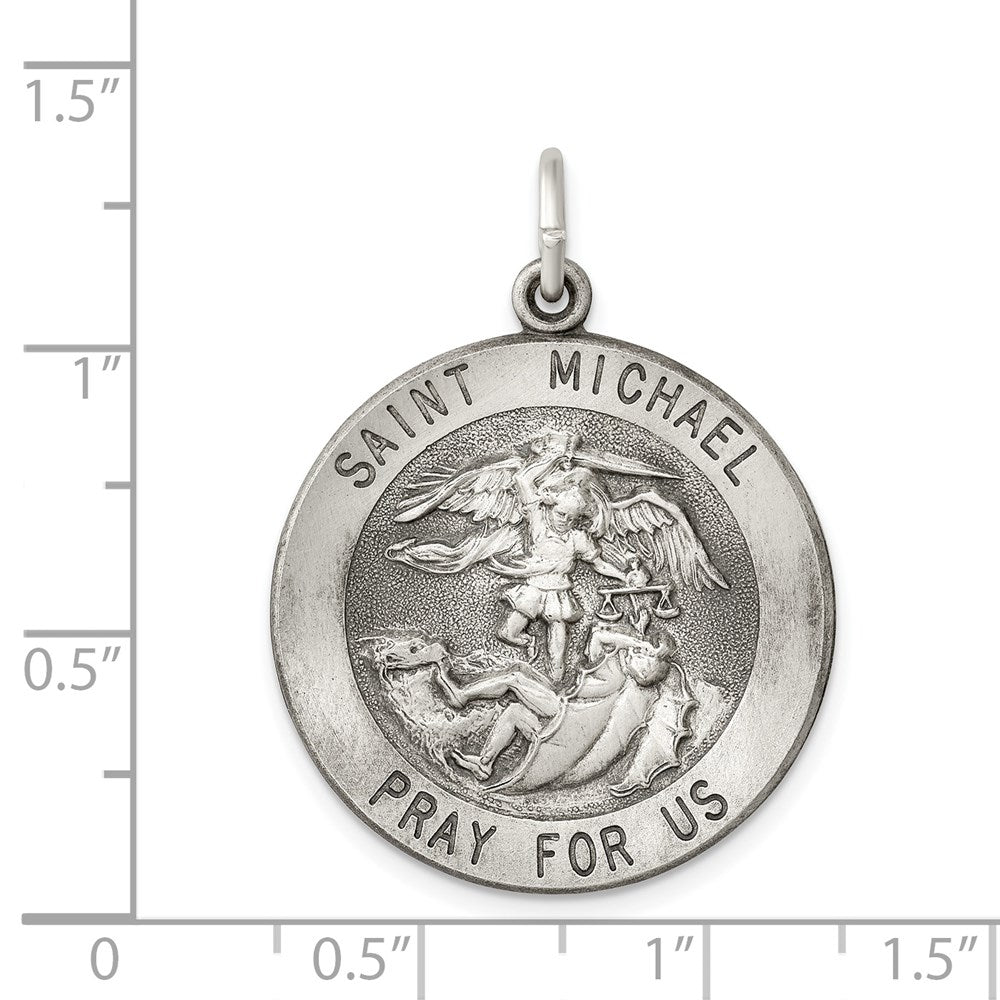Sterling Silver Antiqued Saint Michael Medal QC3610
