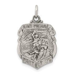 Sterling Silver Antiqued St. Michael Badge Medal QC3612
