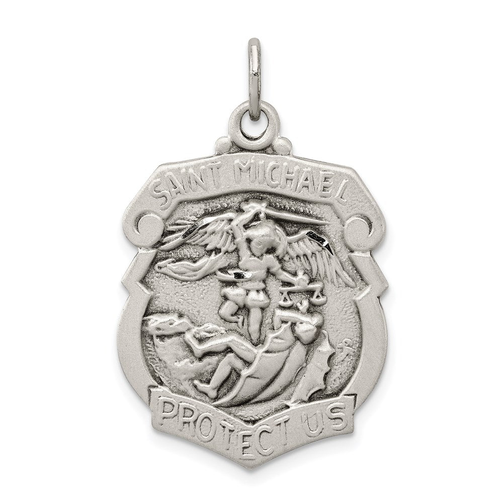Sterling Silver Antiqued D/C St. Michael Badge Medal QC3613