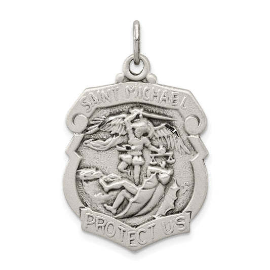 Sterling Silver Antiqued D/C St. Michael Badge Medal QC3613