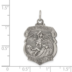 Sterling Silver Antiqued St. Michael Badge Medal QC3614