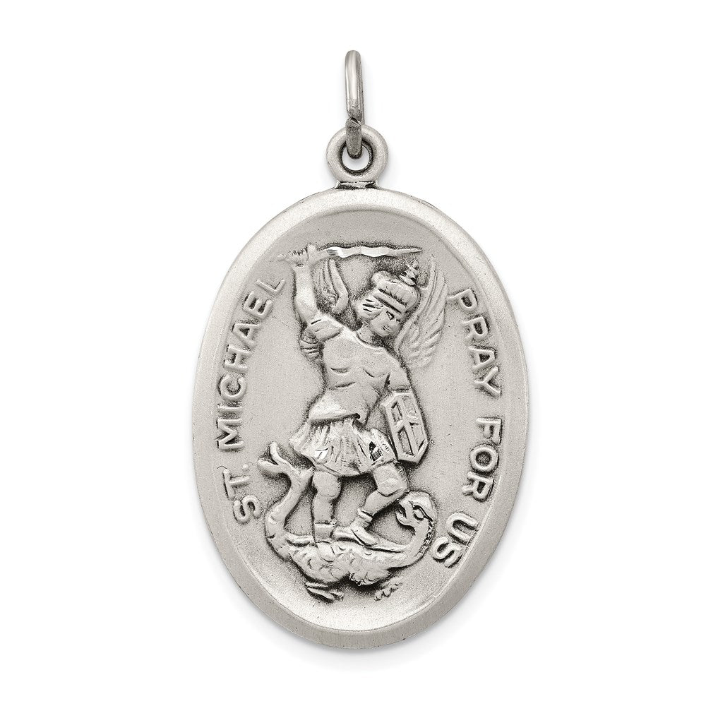 Sterling Silver Antiqued Reversible St. Michael Medal QC3615
