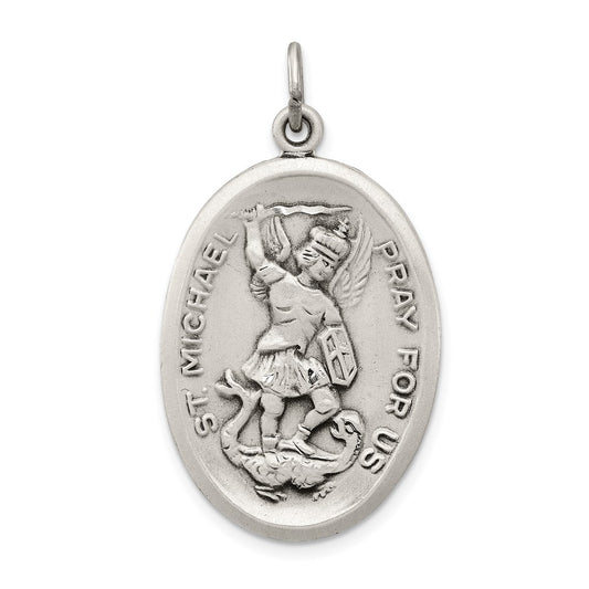 Sterling Silver Antiqued Reversible St. Michael Medal QC3615