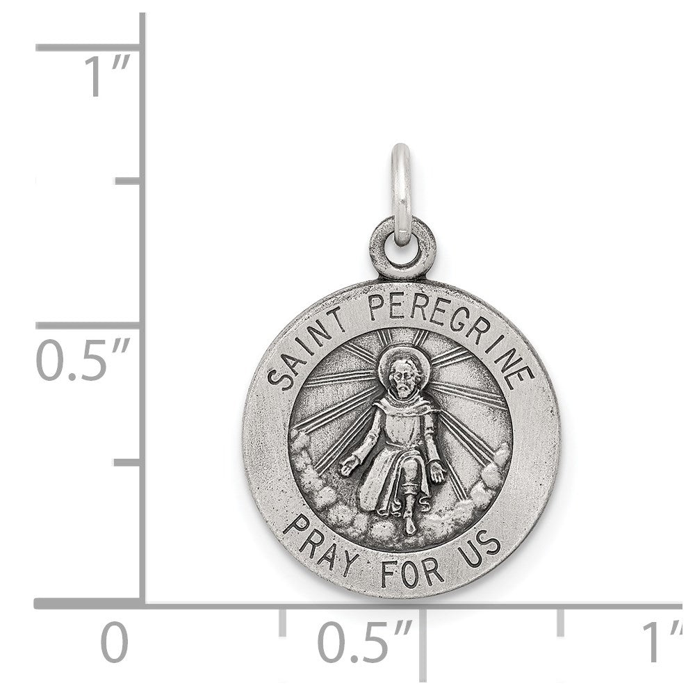 Sterling Silver Antiqued St. Peregrine Medal QC3617